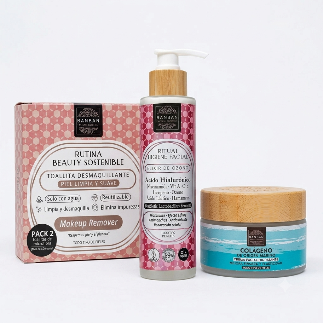 Pack Toallita Desmaquillante + Tratamiento Elixir Ozono + Crema Colágeno